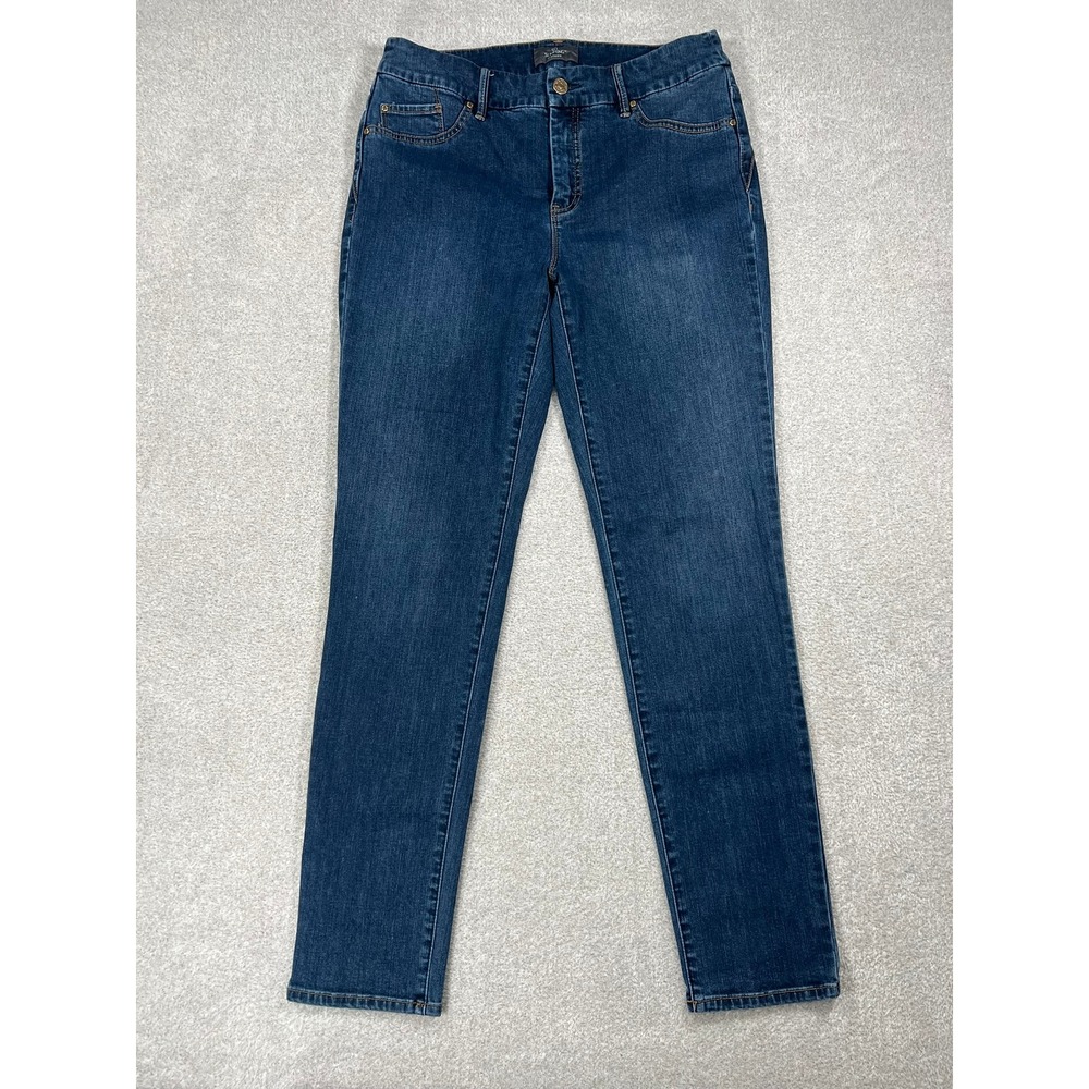 Chicos So Slimming Straight Leg Jeans Womens 0.5 Dark Wash Blue Stretch size‎ 6